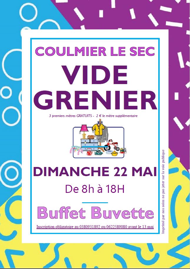 Vide Grenier à Coulmier Le Sec le 22/05/2022